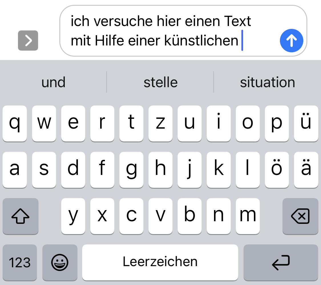 Figure 3: Texteingabe eines Smartphones mit Hilfe eines LLM