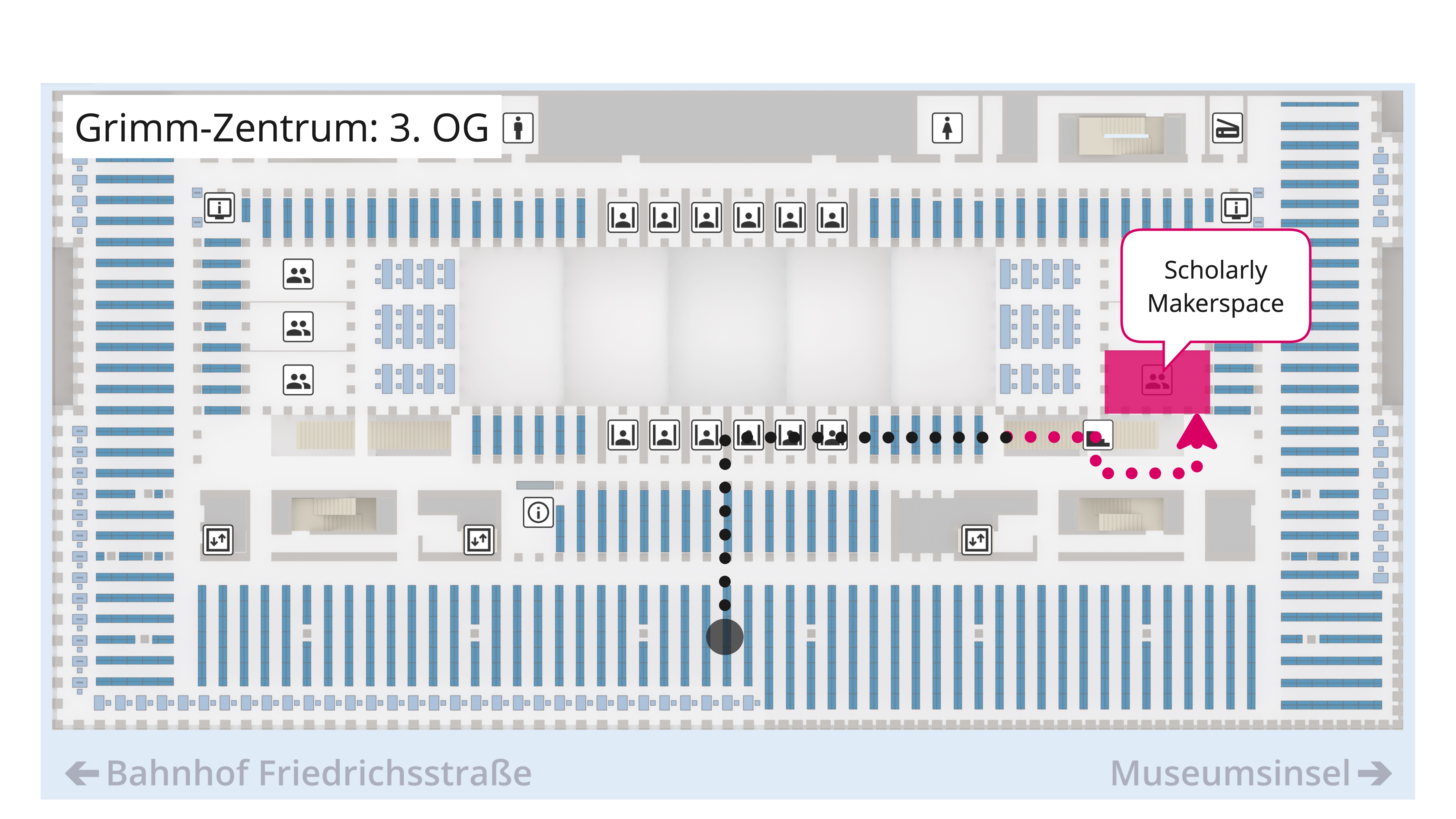 Lage des Scholarly Makerspaces im 3. OG des Grimm-Zentrums